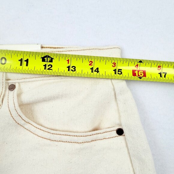 A.n.a Women's High-Rise Stretch Cream Curve Tapered Barrel Denim Jeans Size 8 NW - Picture 8 of 12